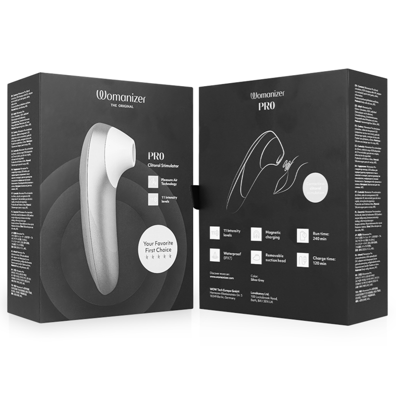 WOMANIZER - ESTIMULADOR CLITORIDIANO PRO VIBRANT GRIS PLATEADO