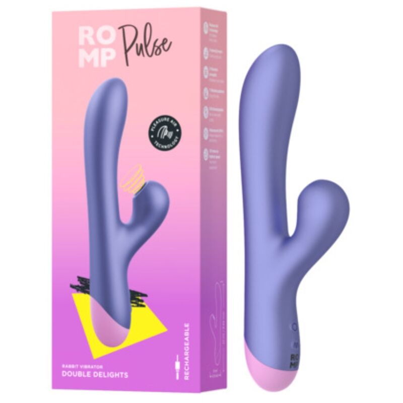 ROMP - LAPIN VIBREUR DOUBLE POINT G BLEU ÉLECTRIQUE