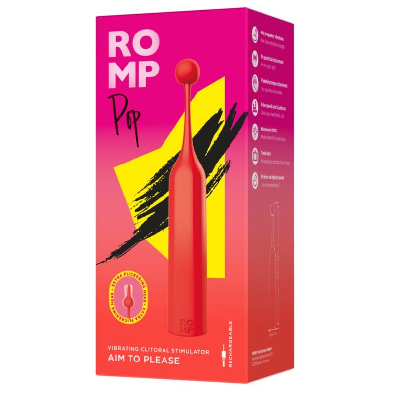 ROMP - STIMULATEUR CLITORIDIEN À HAUTE FRÉQUENCE POP ROUGE