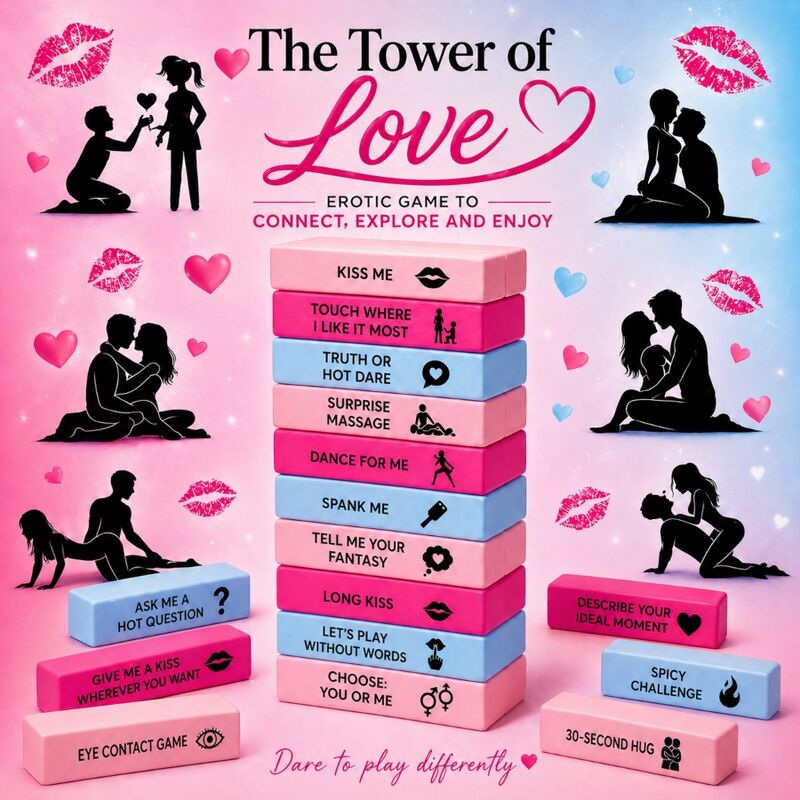 SPICY DEVIL - THE TOWER OF LOVE GAME - BOX OF 48 BLOCKS (ENGLISH VERSION)
