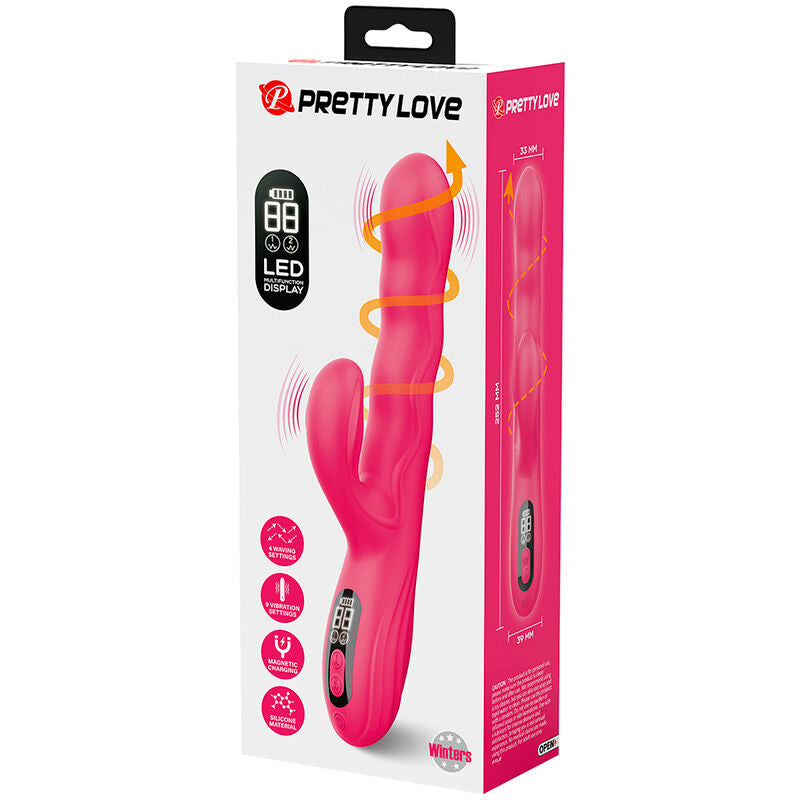 PRETTY LOVE - VIBROMASSEUR LAPIN MULTIFONCTION WINTERS AVEC AFFICHAGE LED ROSE