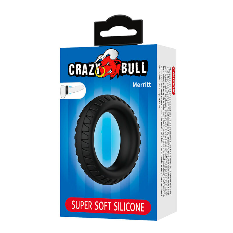 CRAZY BULL - ANILLO PARA PENE DE SILICONA TEXTURIZADA MERRITT NEGRO