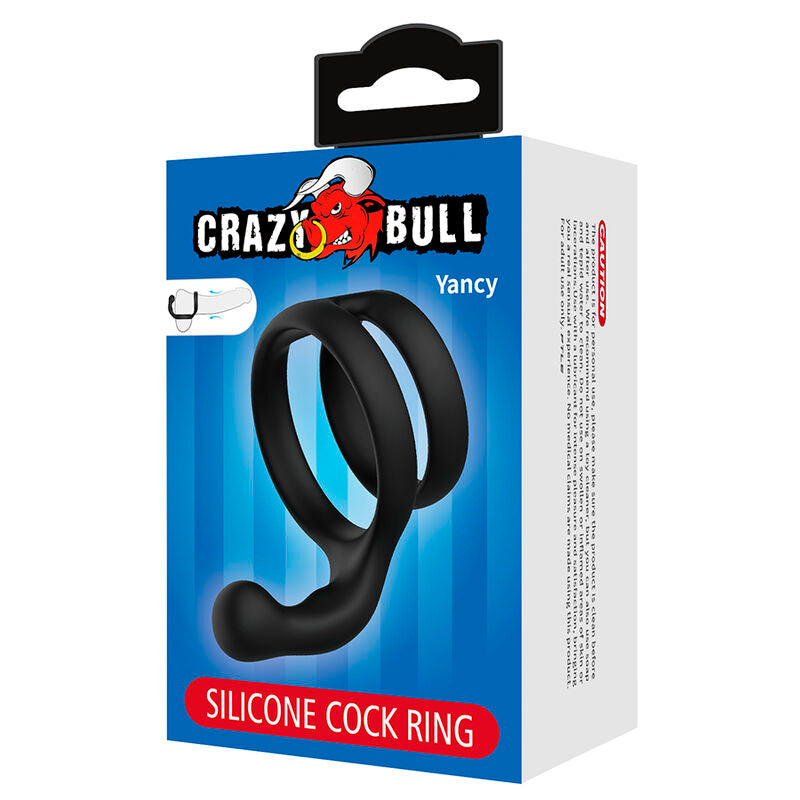 CRAZY BULL - ANILLO PARA PENE Y TESTÍCULOS DOBLE YANCY NEGRO