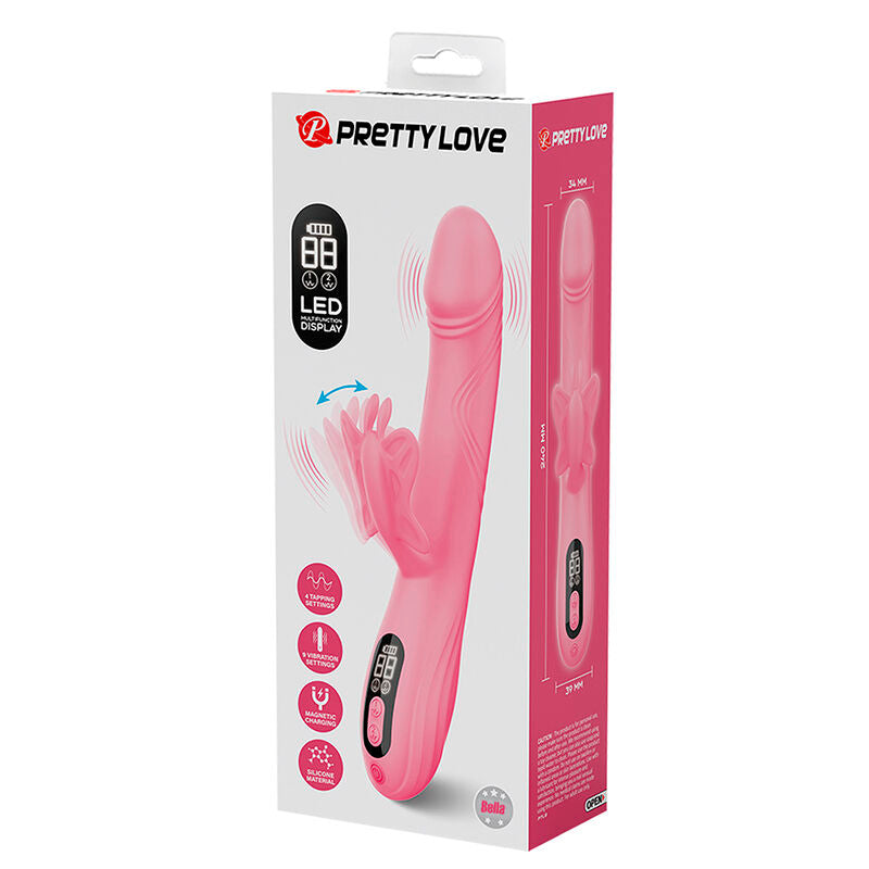 PRETTY LOVE - VIBRATEUR LAPIN BELLA AVEC STIMULATION PAPILLON ET LED ROSE