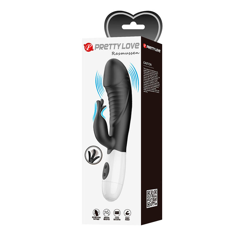 PRETTY LOVE - VIBRADOR CONEJO RASMUSSEN DE 30 FUNCIONES NEGRO
