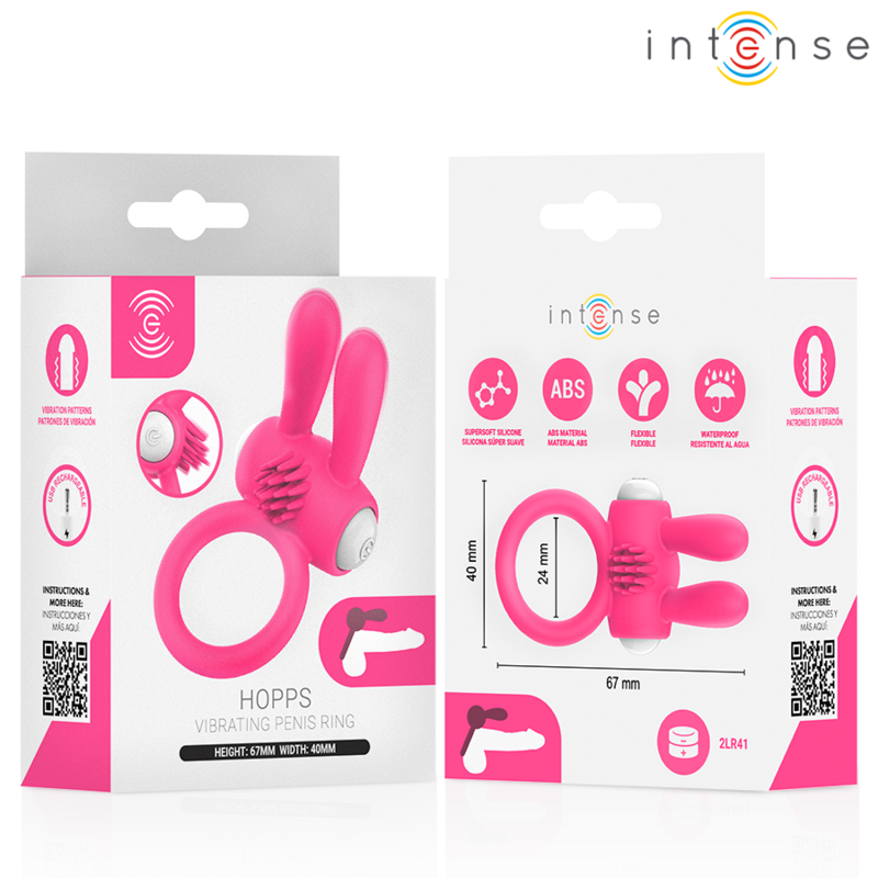 INTENSE - HOPPS VIBRATING PENIS RING WITH CLITORAL STIMULATION PINK