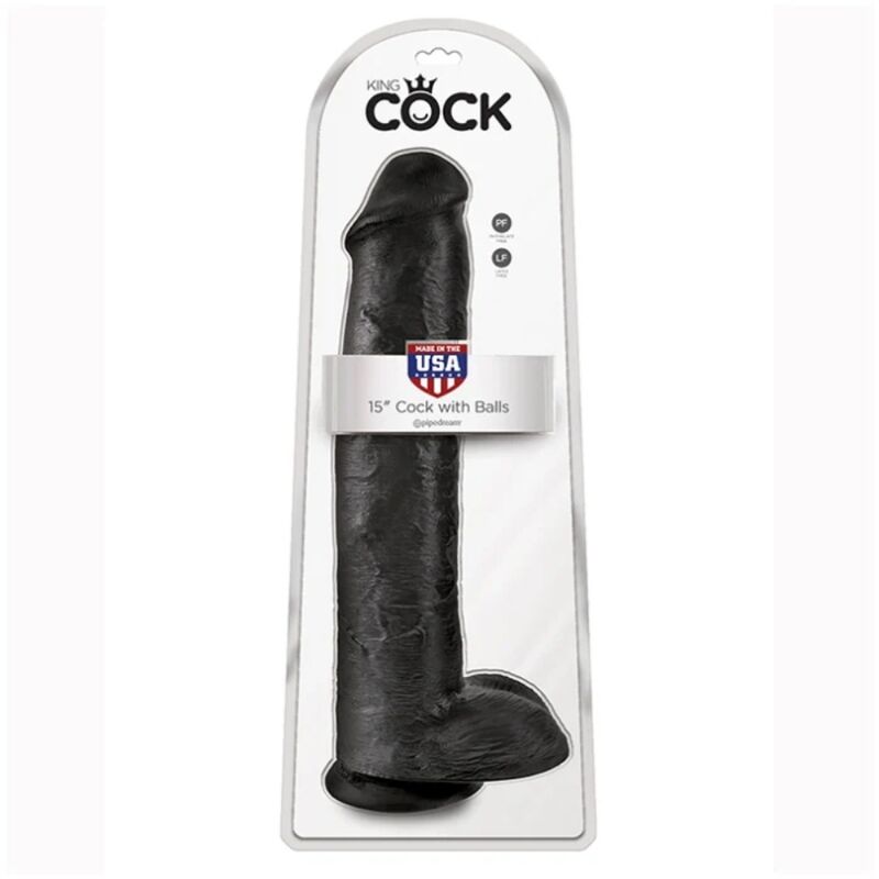 KING COCK - DILDO RÉALISTE AVEC TESTICULES 38 CM NOIR