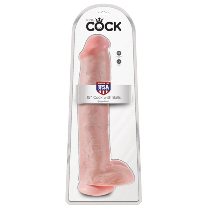 KING COCK - GODEMICHET RÉALISTE AVEC TESTICULES ET VENTOUSE 38 CM COULEUR CHAIR