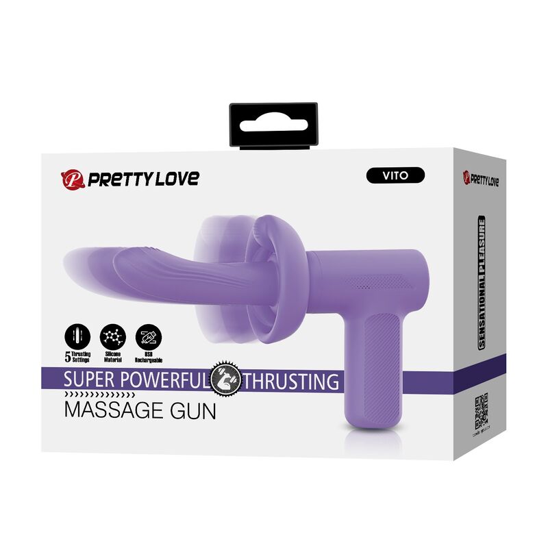 PRETTY LOVE - PISTOLET DE MASSAGE VITO À MOUVEMENTS DE VA-ET-VIENT 5 MODES VIOLET