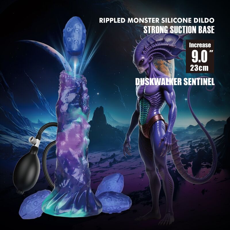 POWER MONSTERS - DUSKWALKER SENTINEL TRICOLOR INFLATABLE FANTASY SILICONE DILDO 23 CM Ø 5 CM