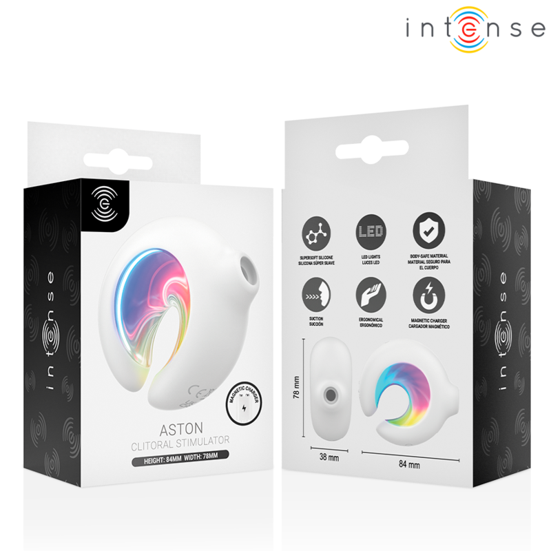 INTENSE - ASTON USB RECHARGEABLE SUCTION CLITORAL STIMULATOR WITH VIBRATION WHITE