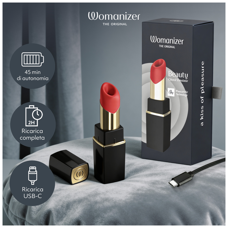 WOMANIZER - BEAUTY SUCTION CLITORAL STIMULATOR 6 INTENSITY LEVELS BLACK AND GOLD