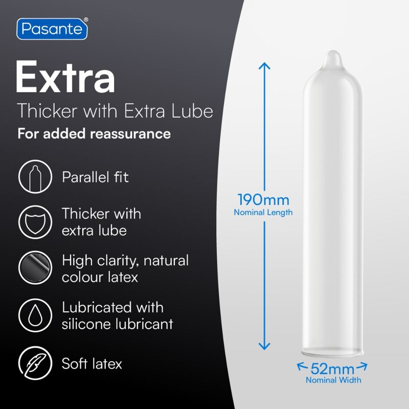 PASANTE - EXTRA EXTRA THICK CONDOMS WITH ADDITIONAL LUBRICATION 12 PACK