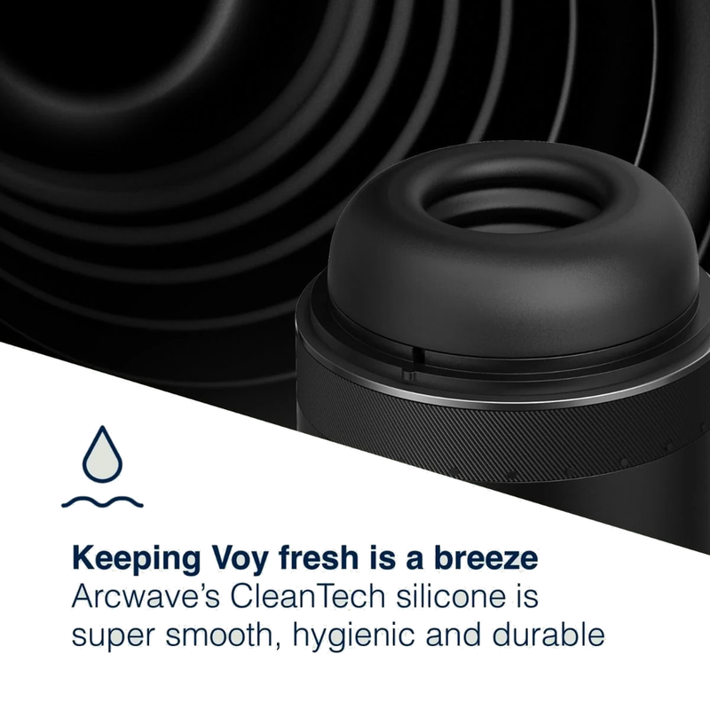 ARCWAVE - VOY MALE STROKER WITH 8 PRESSURE SETTINGS BLACK (10 ML LUBRICANT INCLUDED)