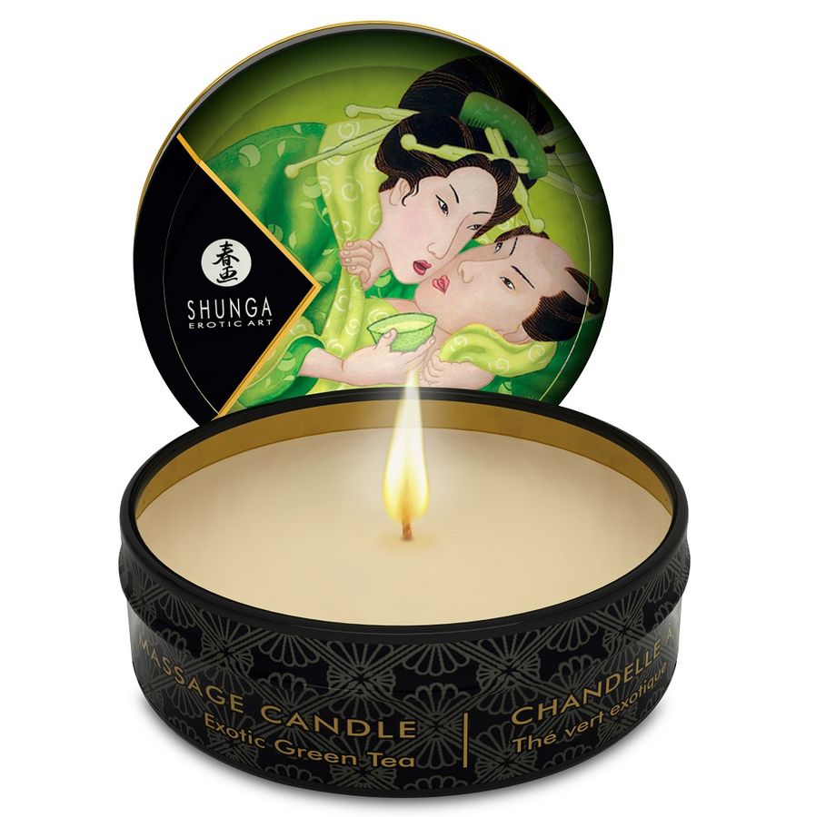 SHUNGA - BOUGIE DE MASSAGE MINI CARESSE AU THÉ VERT 30 ML