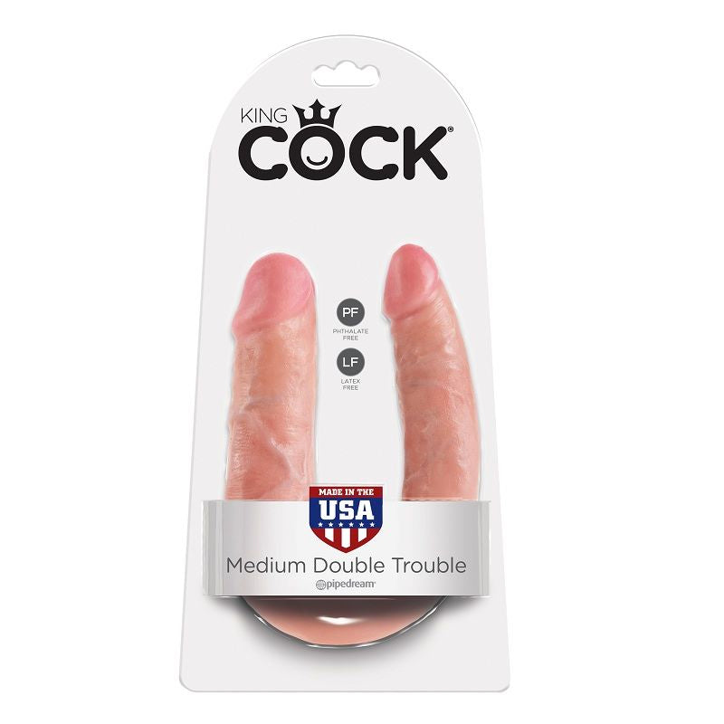 KING COCK - PÉNIS U-SHAPED DOUBLE PLAISIR COULEUR CHAIR 13.9 CM