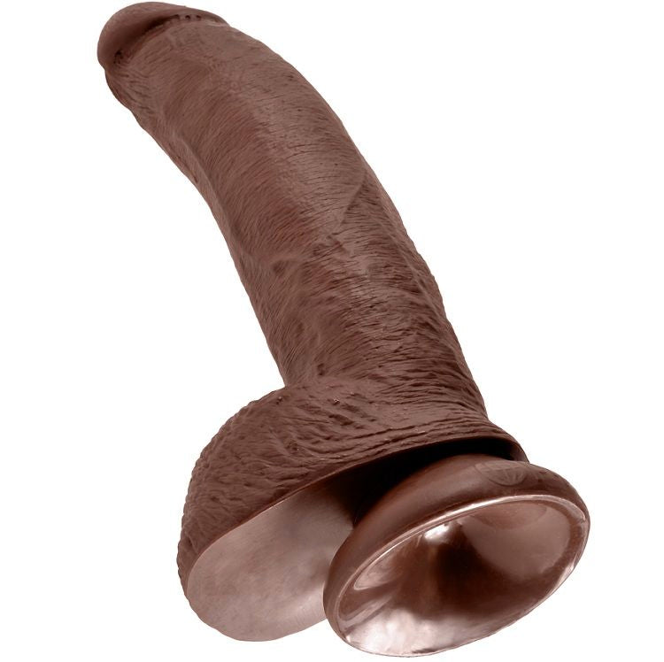 KING COCK - 9 GODEMICHET MARRON AVEC TESTICULES 22,9 CM