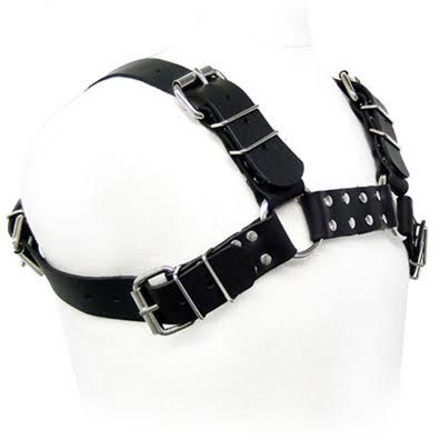 CUERPO DE CUERO - ARNÉS PARA PERRO BULLDOG NEGRO