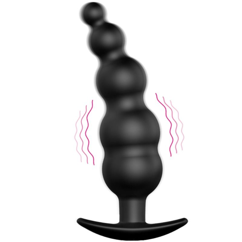 PRETTY LOVE - ANAL PLUG SILICONE EXTRA STIMULATION AND 12 VIBRATION MODES BLACK REMOTE CONTROL