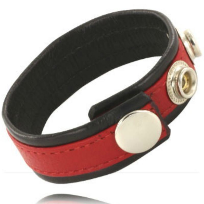CORPS EN CUIR - SANGLE EN CUIR RÉGLABLE POUR PÉNIS ROUGE-NOIR