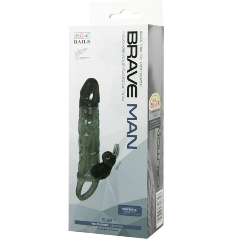 BAILE - FUNDA PARA PENE BRAVE MAN CON CONEJO NEGRO 16,5 CM