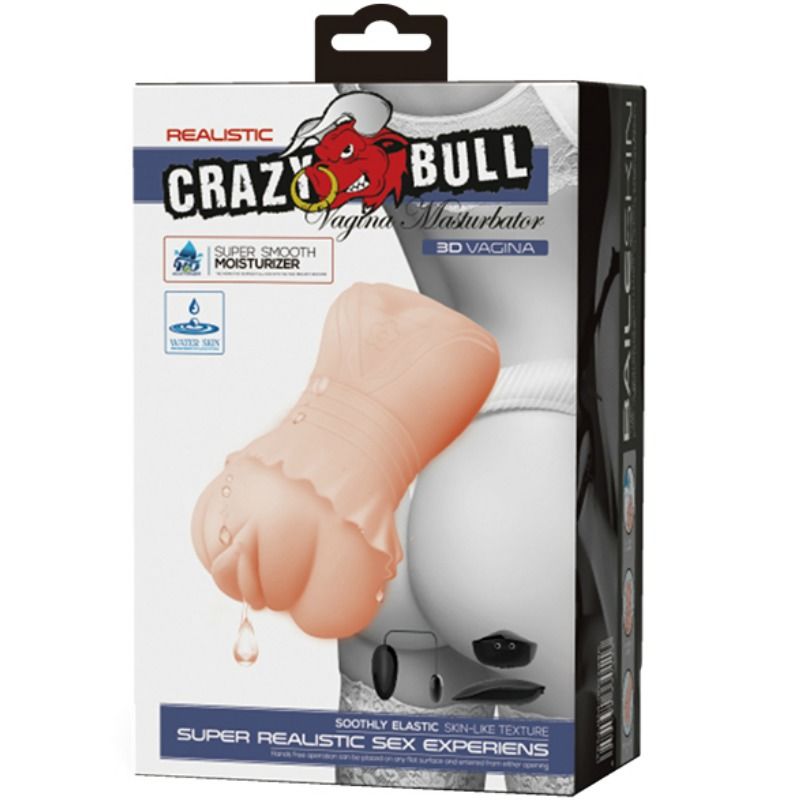 CRAZY BULL - MASTURBATEUR VAGINAL PEAU À EAU AVEC BALLES VIBRANTES