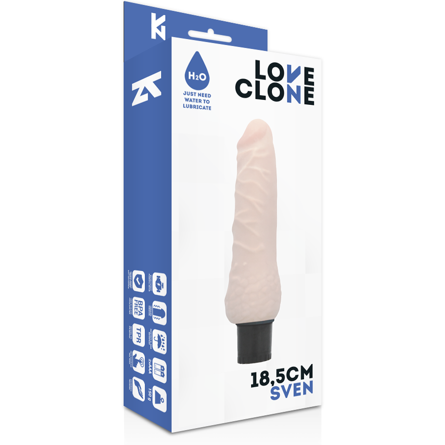LOVECLONE - VIBREUR AUTO-LUBRIFIANT SVEN 18,5 CM -O- 3,3 CM