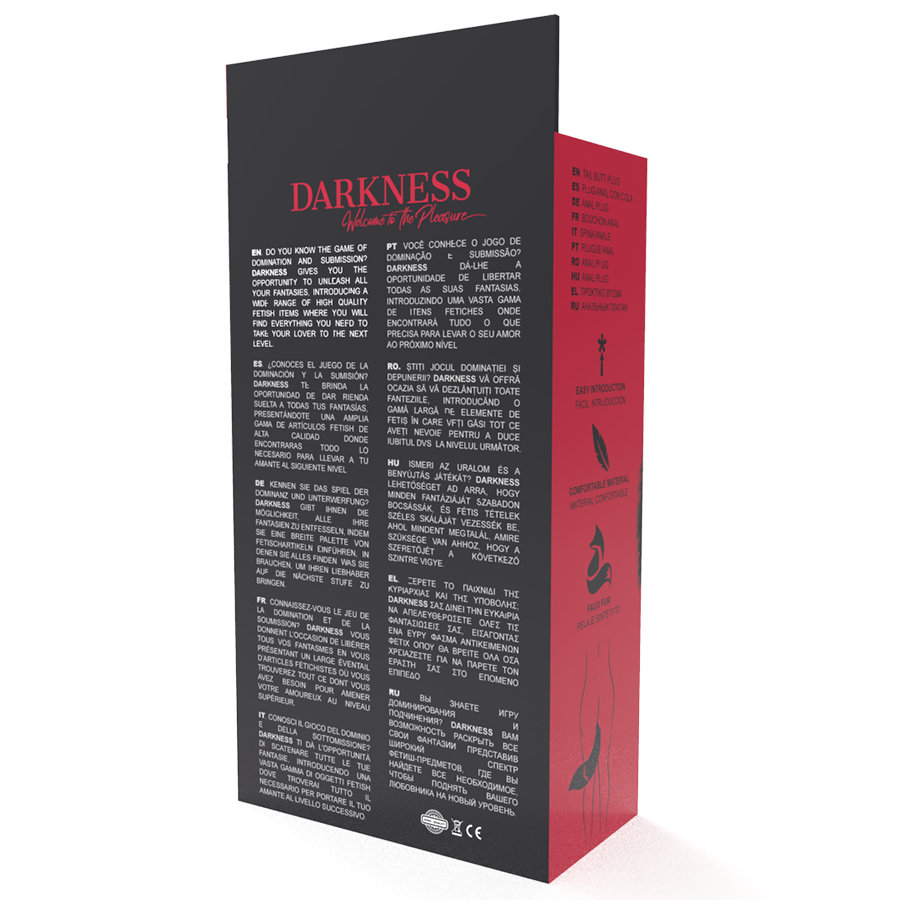 DARKNESS - PLUG ANAL ARGENTÉ 8 CM AVEC QUEUE NOIRE