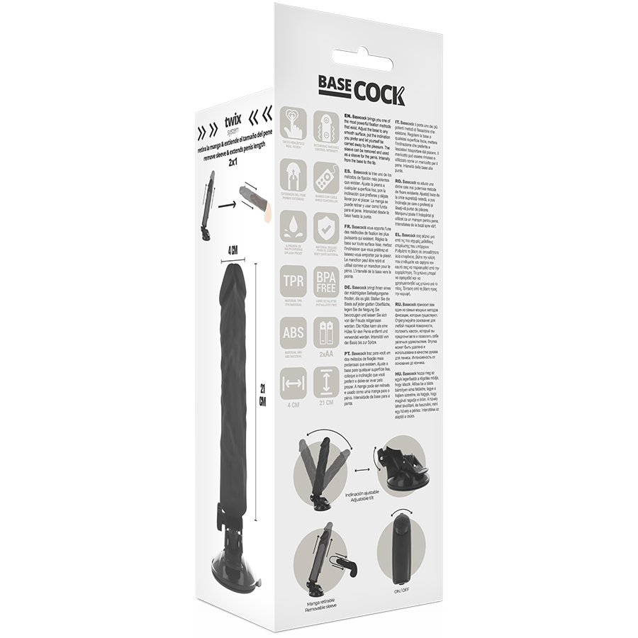 BASECOCK - VIBRADOR REALISTA CON CONTROL REMOTO FLESH 21 CM -O- 4 CM