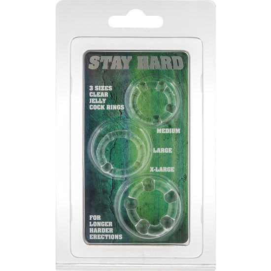 SEVEN CREATIONS - JUEGO DE TRES ANILLOS PENEANOS TRANSPARENTES
