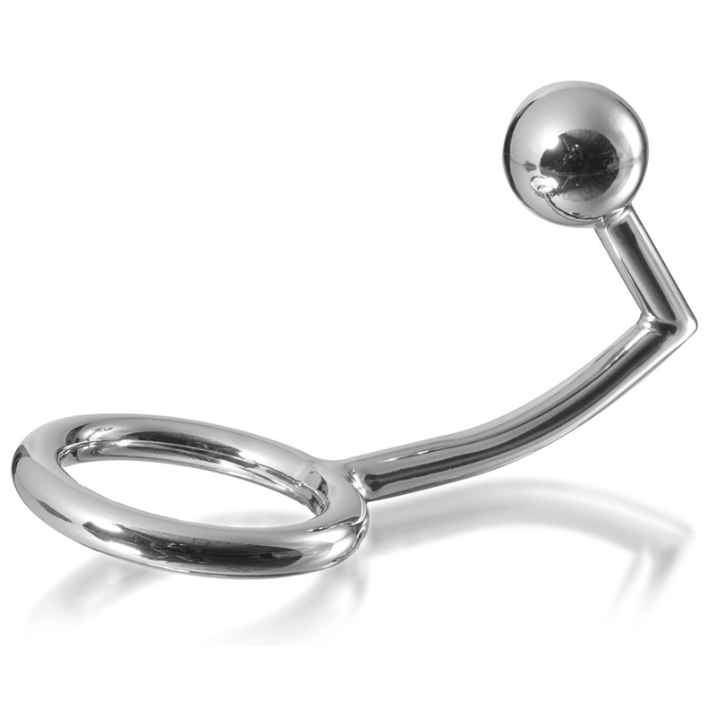 METAL HARD - ANILLO PARA EL PENE CON GANCHO ANAL DE 40 MM