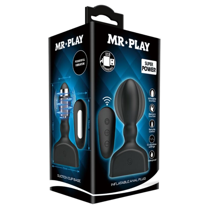 MR PLAY - PLUG ANAL GONFLABLE NOIR TÉLÉCOMMANDÉ