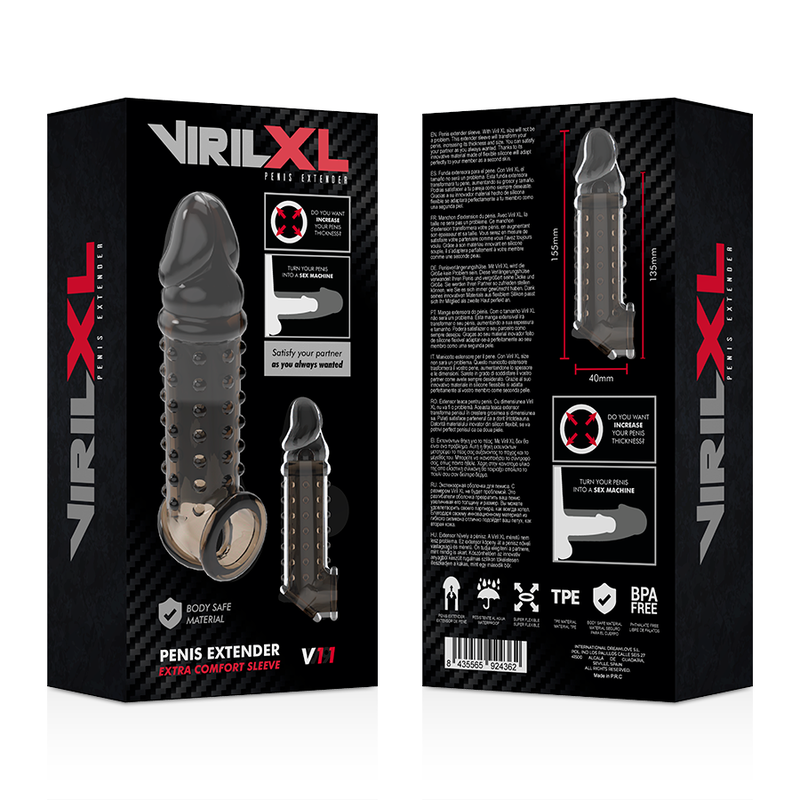 VIRILXL - EXTENSOR DE PENE Y FUNDA V11 NEGRO
