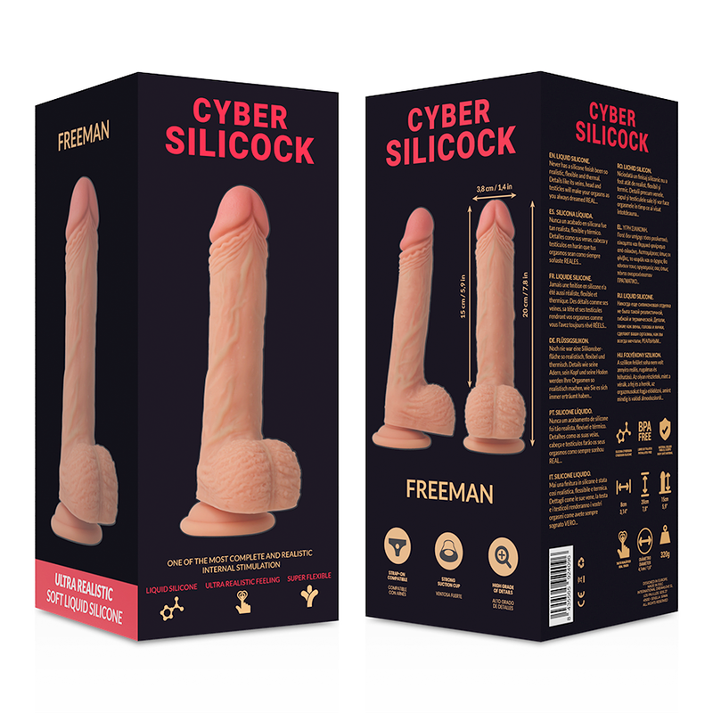 CYBER SILICOCK - FREEMAN ULTRA RÉALISTE SILICONE LIQUIDE SOUPLE 20 CM -O- 3.8 CM