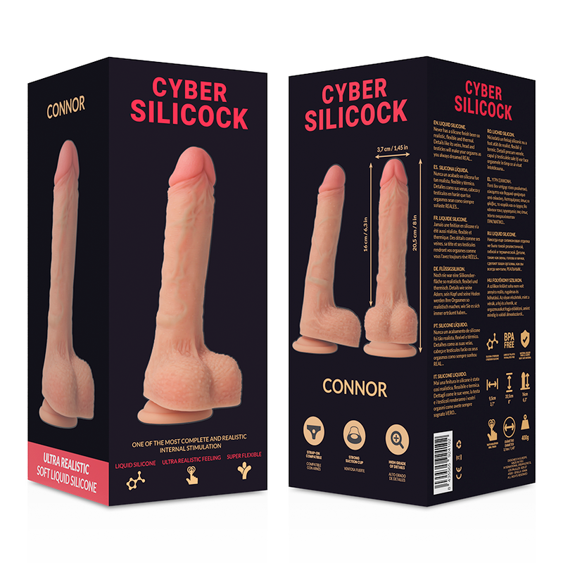 CYBER SILICOCK - CONNOR SILICONA LÍQUIDA SUAVE ULTRARREALISTA 20,5 CM -Ø- 3,7 CM