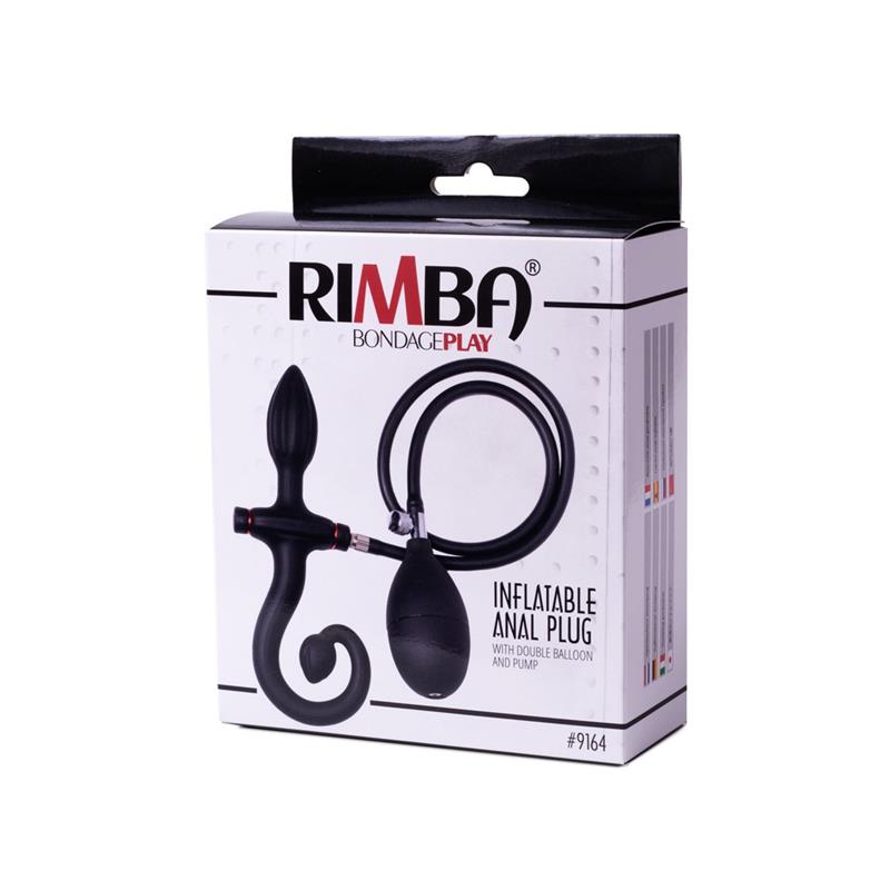 LATEX PLAY - INFLATABLE ANAL PLUG WITH HANDLE AND PUMP BLACK