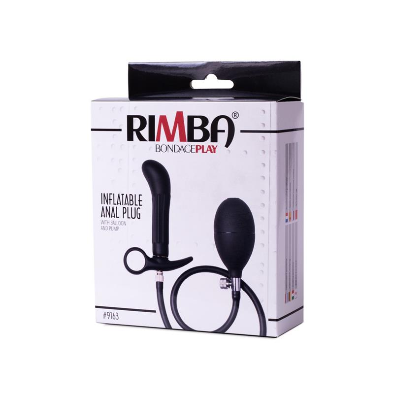 LATEX PLAY - INFLATABLE ANAL PLUG WITH PUMP BLACK