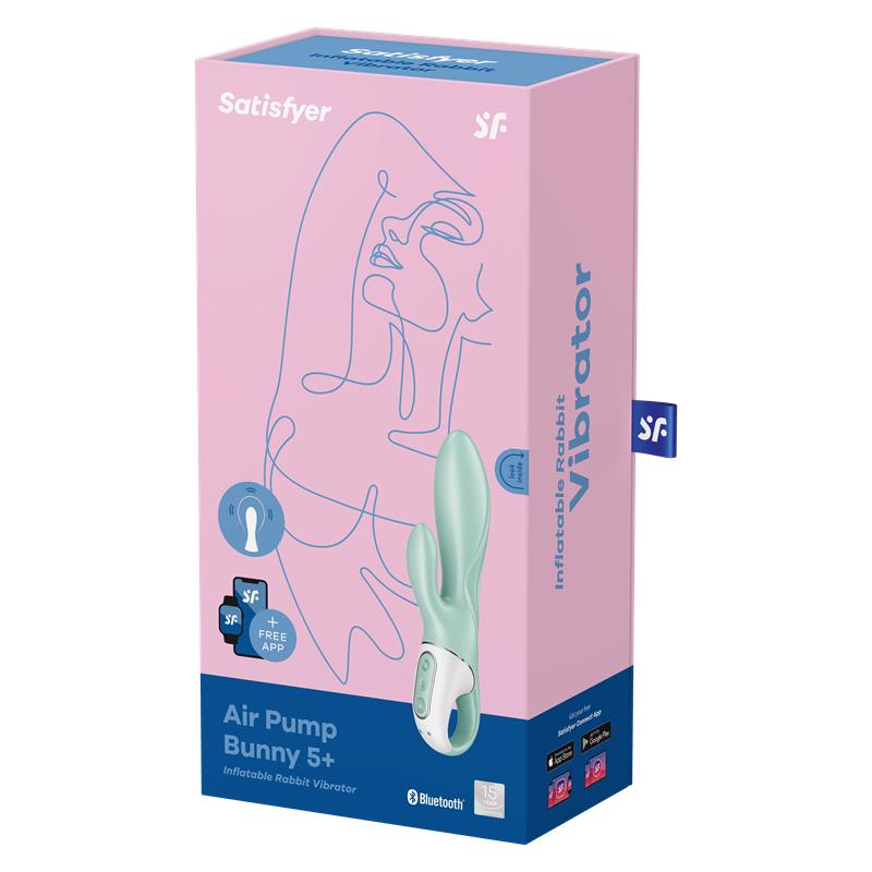 SATISFYER - AIR PUMP BUNNY 5+ INFLATABLE RABBIT VIBRATOR APP GREEN