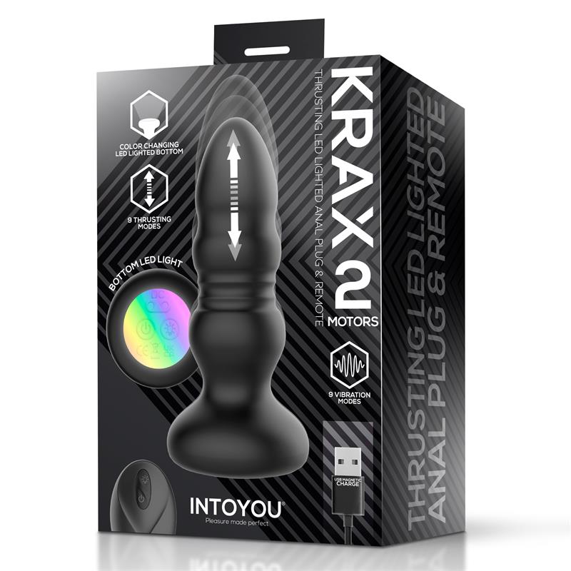INTOYOU - KRAX BUTT PLUG WITH VIBRATION, THRUSTING, LED LIGHT AND REMOTE