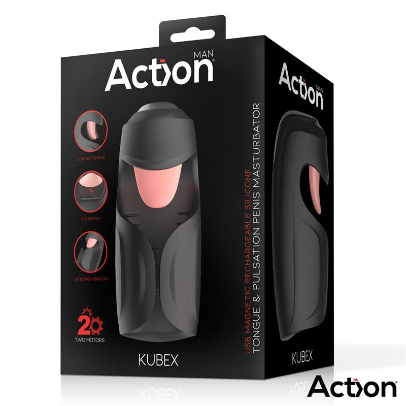 ACCIÓN - MASTURBADOR KUBEX CON LENGUA LAMEDORA, PULSACIÓN Y VIBRACIÓN