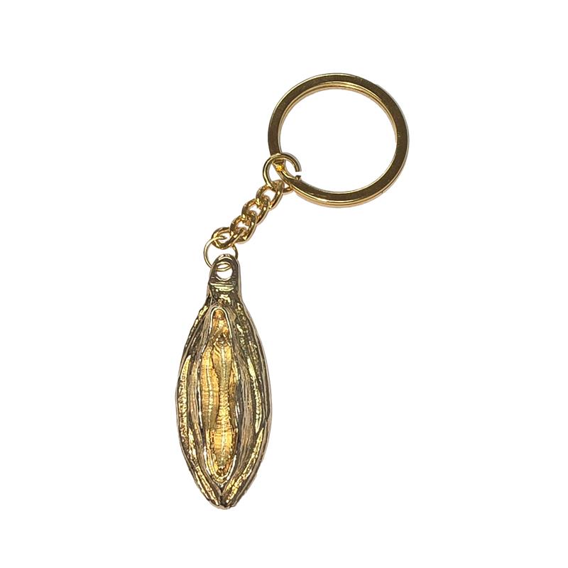 DIVERTY SEX - LABIA-SHAPED METAL KEYCHAIN GOLDEN