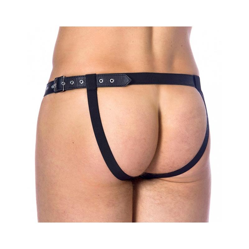 BONDAGE PLAY - LEATHER ADJUSTABLE BRIEFS ONE SIZE