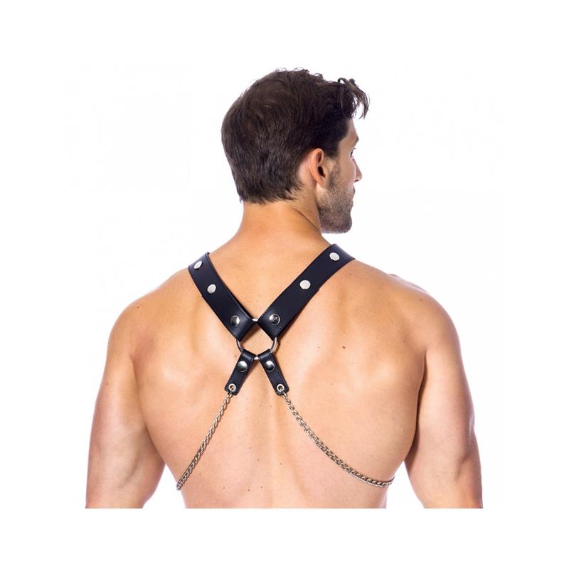 BONDAGE PLAY - LEATHER HARNESS WITH CHAINS