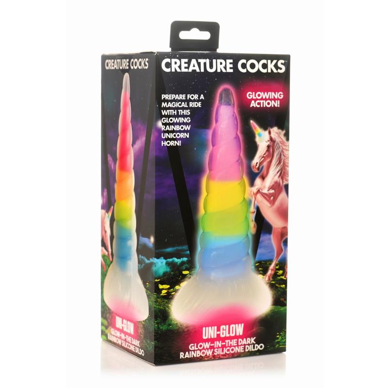 CREATURE COCKS - LUMINESCENT RAINBOW DILDO GLOW-IN-THE-DARK