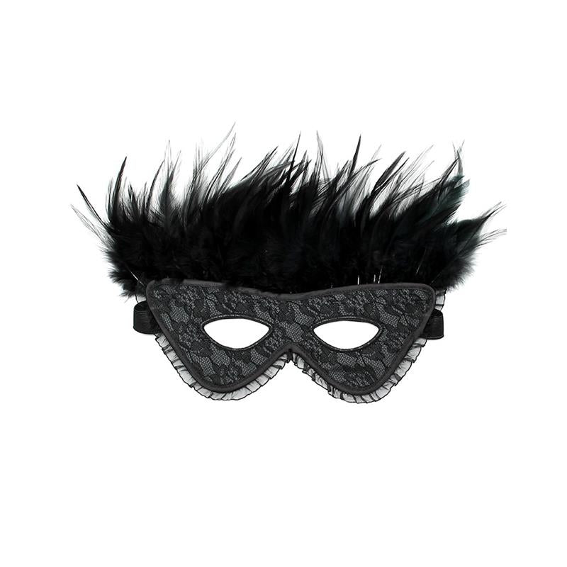 BONDAGE PLAY - LUXURY MASK WITH FEATHERS BLACK