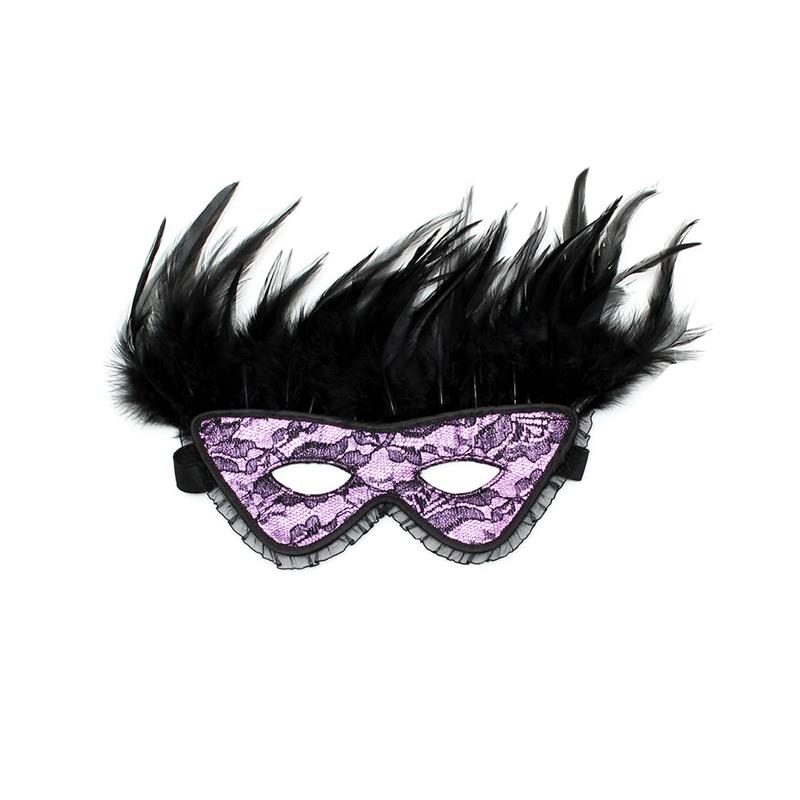 BONDAGE PLAY - MÁSCARA DE LUJO CON PLUMAS PURPLE