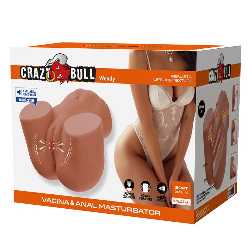 CRAZY BULL - WENDY REALISTIC FEMALE BUTT VIBRATOR AND SUCKER WITH SOUND 11 KG