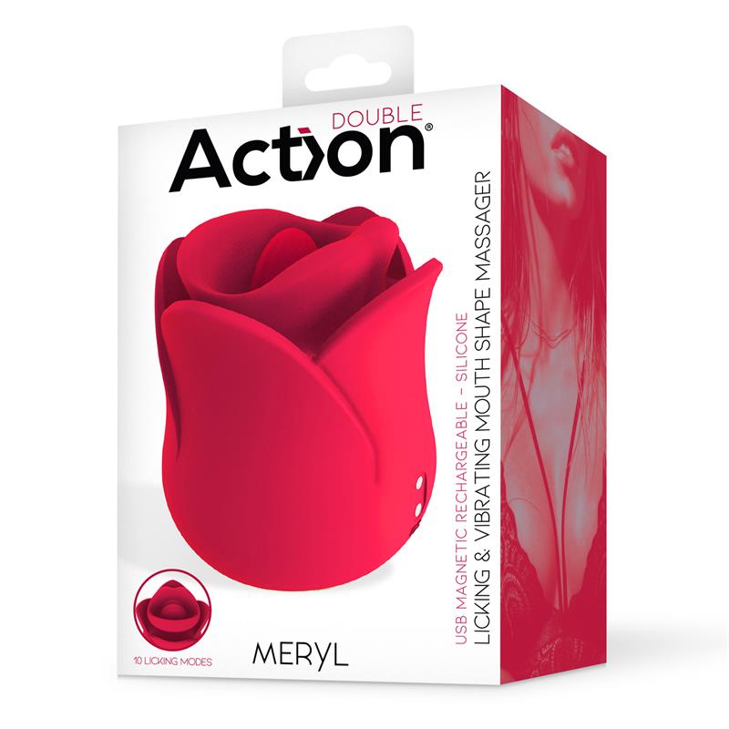 ACTION - MERYL VIBE STIMULATOR ROSE SHAPED WITH TONGUE 2 MOTORS