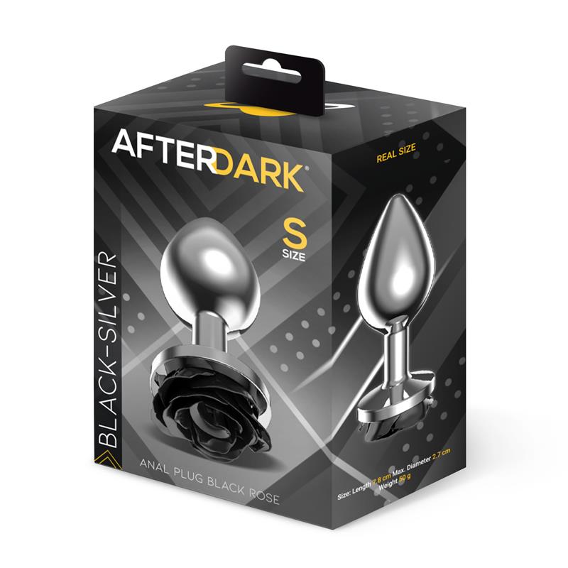 AFTERDARK - METAL ANAL PLUG WITH BLACK ROSE BASE SIZE S