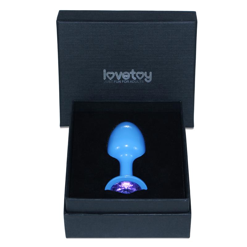 LOVETOY - METAL BUTT PLUG BLUE ROSEBUD WITH BLUE JEWEL